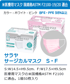 サラヤ サージカルマスク　S・F